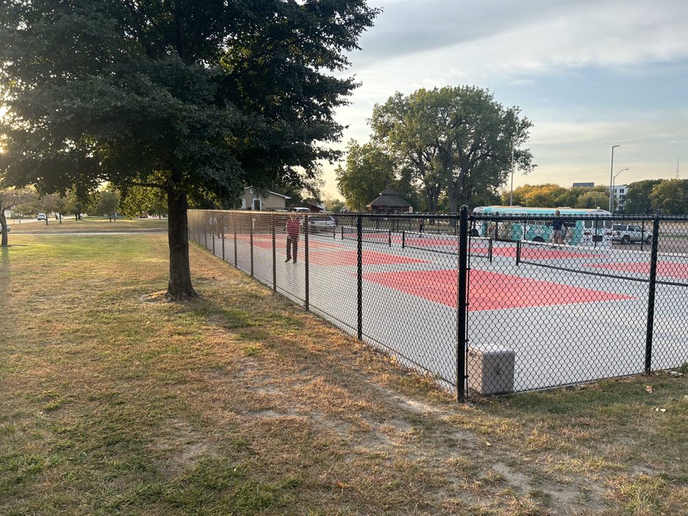 Chain link enclosure installed at an industrial site